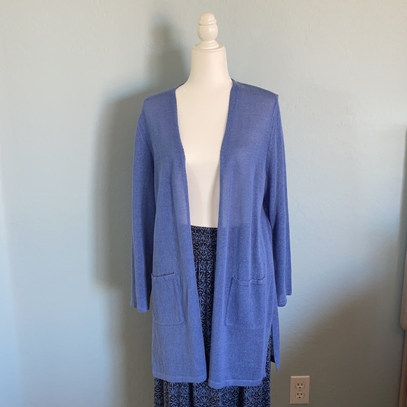 J. Jill Periwinkle long sleeve long sweater L pet - Picture 2 of 4